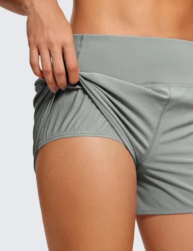 Vista 3 de Crz Yoga Pantalones cortos, ligeros, entrenamiento deportivo, para mujer, forro de 2.54 pulgadas, secado rápido, pantalones cortos de elastano