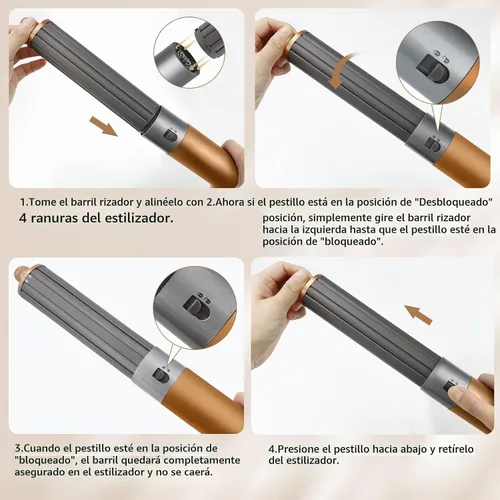 Vista 6 de 1.6 pulgadas Hair Styler Long Hair Barrels Adaptadores Accessaries para Dyson Airwrap Supersónico HS05 HS01 Secador de Pelo Accesorio Automático