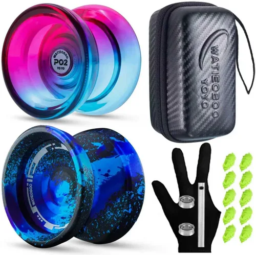 Vista 10 de P02 PC para principiantes YoYo + Pro Metal yoyo Responsive Dual Mode Yo Yo Top Finger Spin, Yoyo Trucos de Yoyo, yoyo para principiantes y adultos