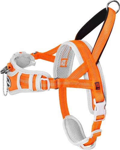 Vista 12 de ADVENTUREMORE Arnés para perro mediano - sin tirones, chaleco reflectante ajustable con asa de clip frontal para entrenamiento y caminata - Negro