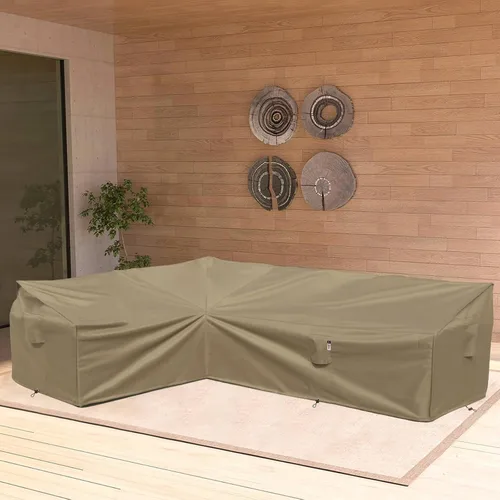 Vista 6 de Funda de Sofá Seccional de Servicio Pesado para Exteriores, Fundas Impermeables 600D para Sofá Seccional de Patio, Funda para Muebles de Jardín