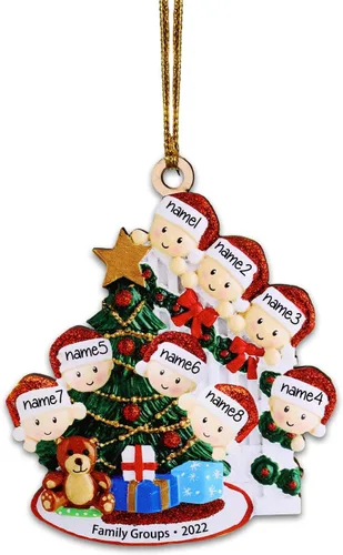 Vista 7 de Adorno familiar para árbol de Navidad 2024, adorno colgante para árbol de Navidad de 2024, adorno de familia de 2 nombres, adorno personalizado