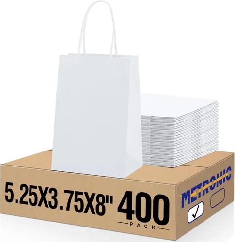 Vista 20 de METRONIC Bolsas de regalo de papel marrón de 5.25 x 3.75 x 8 pulgadas
