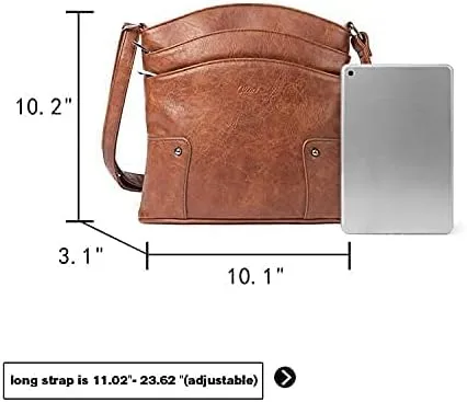 Vista 2 de CLUCI Crossbody Bolsas para mujeres pequeño bolso de cuero paquetes con cera de aceite carteras de cuero para mujeres grandes embrague