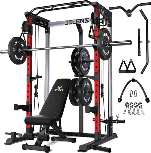 Vista 27 de C21 Power Cage 2000LBS Multi-Function Power Rack with Independent Dual Pulley System, All-in-One Squat Rack for Cable Crossover, Home Gym Workout