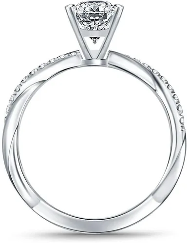 Vista 3 de RINGJEWEL Anillo de compromiso chapado en plata de moissanita blanca de corte ovalado para mujer