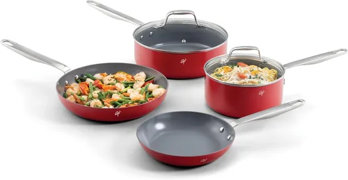 Vista 9 de Guy Fieri's Flavortown Juego de utensilios de cocina de cerámica de 2 piezas, sartenes antiadherentes de 10 y 12 pulgadas, utensilios de cocina