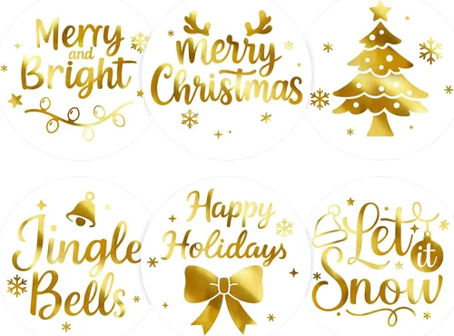 Vista 9 de Anwyll Pegatinas de Regalo de Feliz Navidad - 120 Piezas de 2 Pulgadas Pegatinas Merry and Bright Acuarela Felices Fiestas Etiqueta de Sello