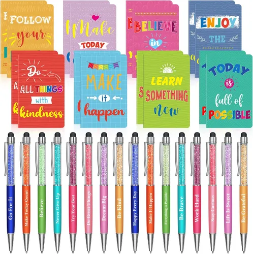 Vista 14 de Funrous 32 bolígrafos con cita motivacional, bloc de notas inspiradoras, mini diario con bolígrafo, cuadernos pequeños, regalo para hombres