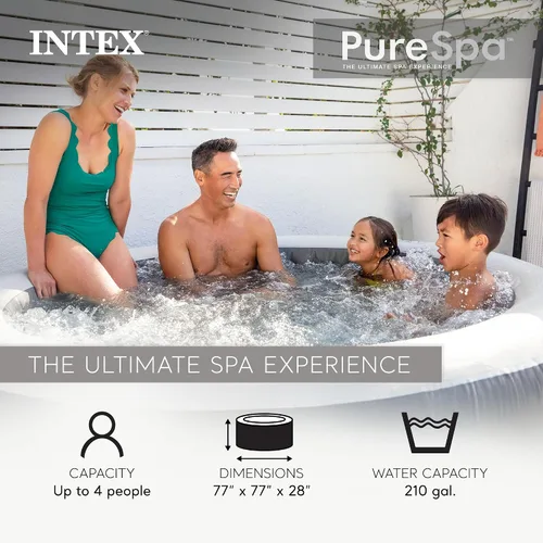 Vista 2 de INTEX PureSpa - Bañera de hidromasaje inflable para 4 personas con cubierta