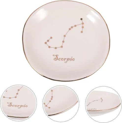 Vista 6 de USHOBE Jewelry Tray Astrology Ring Dish Ceramic Ring Dish Trinket Tray Necklace Ring Dish Jewelry Organizer Dish Jewelry Plates Miss Necklace Holder