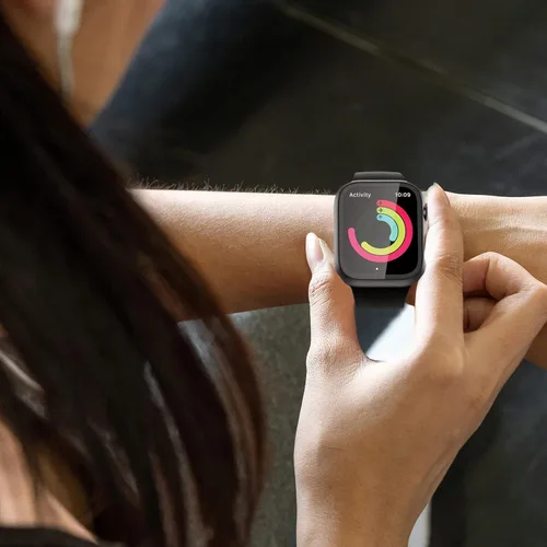 Vista 6 de JZK - 2 fundas con protector de pantalla de vidrio templado para Apple Watch Series 3/2/1 de 38 mm, ultradelgadas, de cobertura completa Negro/Negro