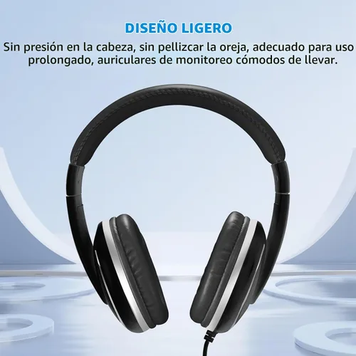 Vista 3 de JOYO Auriculares de estudio con cable con conector de 1/4 a 0.1 in para amplificador de guitarra, teclado, grabación, podcast, DJ, computadora