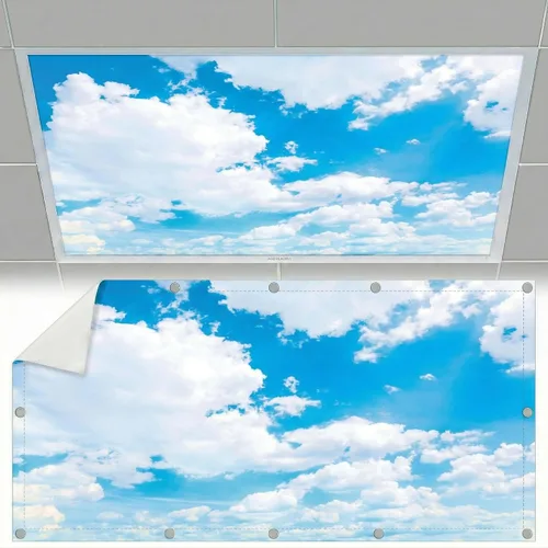 Vista 16 de Cubiertas de luz fluorescente para luces de techo, cubierta magnética de nube para lámparas fluorescentes o LED de 2 pies x 4 pies para aula, hogar
