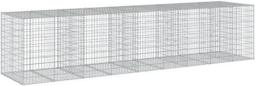 Vista 15 de vidaXL Cesta de gavión con tapa, 39.4 x 19.7 x 39.4 pulgadas, hierro galvanizado rectangular, resistente a la intemperie, montaje sin herramientas