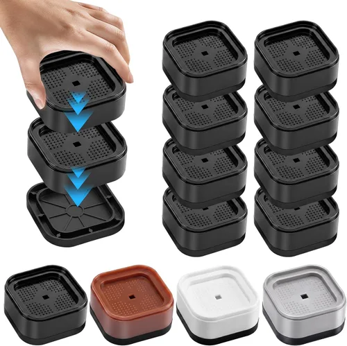 Vista 2 de Elevadores de cama ajustables para muebles, elevadores de cama resistentes de 1 pulgada, elevadores de cama cuadrados apilables de 1, 2 o 3 pulgadas