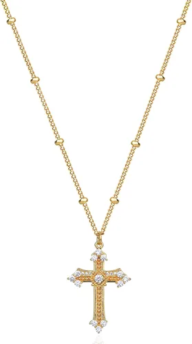 Vista 69 de Fettero - Collar con dije de cruz de fe, chapado en oro de 14 K, cadena fina, minimalista, simple, pequeña, para oración, regalo de joyería religiosa
