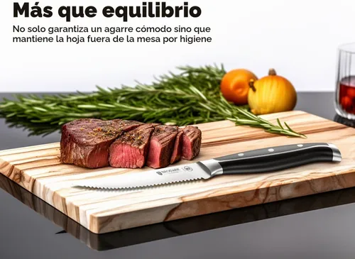 Vista 6 de BRODARK Juego de 6 cuchillos de carne dentados de 4.5 pulgadas, viene con Negro