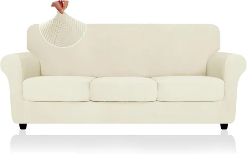 Vista 35 de ZNSAYOTX 2026 Funda de silla a rayas de 2 piezas (79 cm - 117 cm), funda de sillón elástica gruesa con banda elástica antideslizante y lazos
