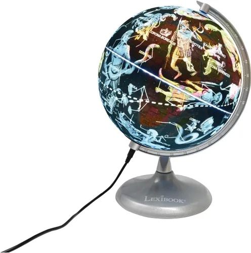 Vista 8 de Lexibook Planetario globo luminoso, STEM, globo 2 en 1 durante el día, mapa de constelación por la noche, azul/negro, NLJ185EN