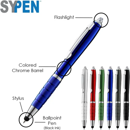 Vista 2 de SYPEN Bolígrafo personalizado, bolígrafo 3 en 1, lápiz táctil y bolígrafo linterna, bolígrafo de regalo personalizado para hombres, mujeres