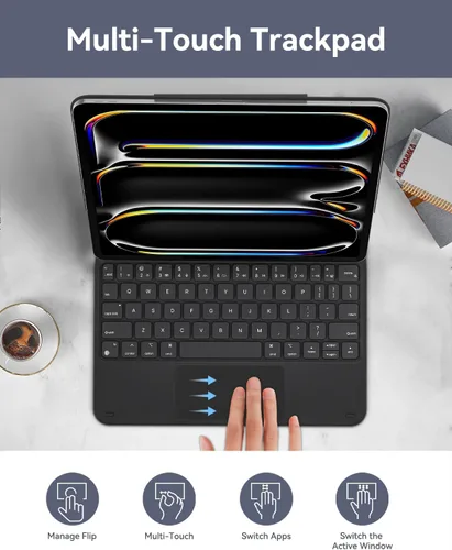 Vista 15 de AUSDOM Funda para iPad Pro de 11 pulgadas con teclado (M5/M4, 2025/2024), funda de teclado para iPad Pro de 11 pulgadas (M4) con soporte magnético