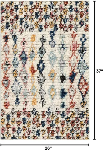 Vista 2 de Unique Loom Morocco Collection Abstract Tribal, alfombra bohemia (2 pies 2 pulgadas x 3 pies 0 rectangular, multi/azul)