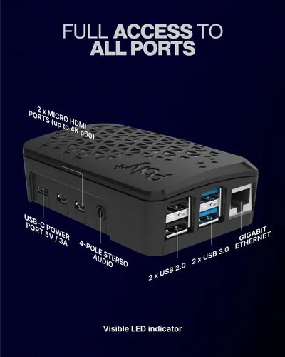 Vista 7 de Funda de plástico Argón Poly+ Funda de plástico Raspberry Pi 4 con ventilador controlable PWM y disipador de calor Parte superior extraíble