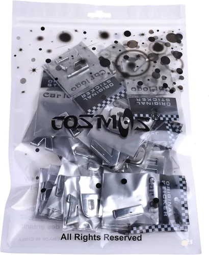 Vista 5 de Cosmos 40 calcomanías de plástico en tono plateado con letras de coche, emblema 3D, calcomanía para insignia, calcomanía