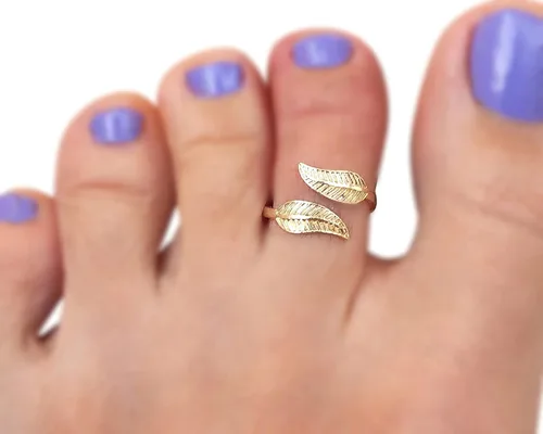 Vista 5 de Handmade Silver Leaf Wrap Adjustable Toe Ring, 925 Sterling Silver, Classic Floral Open Toe, Pinky or Knuckle Rings for Women, foot bare jewelry