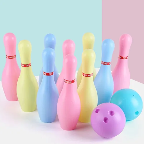 Vista 3 de Juego de bolos OceanWings para niños con bolas iluminadas, juego de bolos con 10 bolos y 2 bolas, juegos deportivos divertidos para nietos, niños