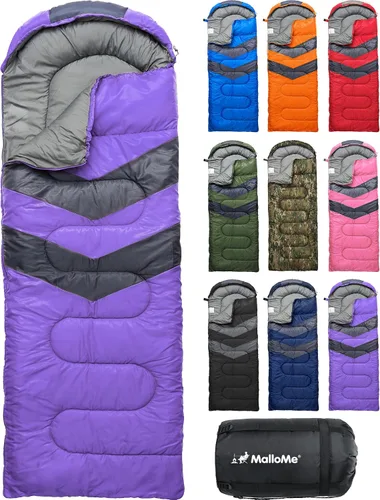 Vista 33 de MalloMe Sacos de dormir para adultos en clima frío y cálido – Saco de dormir para niños, niñas, niños – Accesorios ligeros esenciales de camping