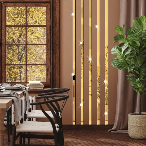 Vista 9 de Pegatinas de Pared de Espejo de Rayas Pegatinas de Espejo Acrílico Doradas Decoración de Pared Tira de Espejo Larga Pelar y Pegar Calcomanías