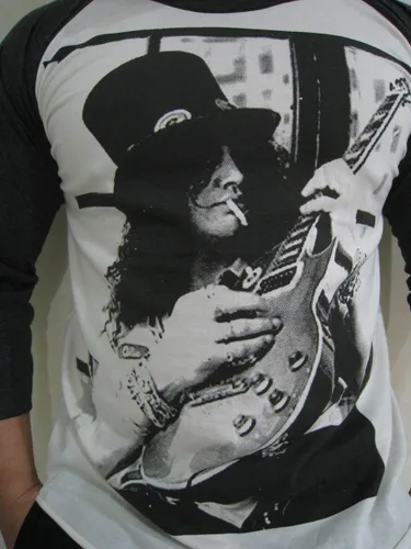 Vista 2 de WRT Camiseta de béisbol de manga 34 para hombre Slash Guitar Saul Hudson