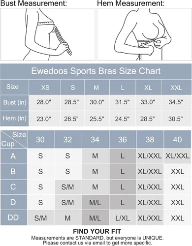 Vista 6 de Ewedoos Sujetadores deportivos de alto impacto para mujer, de alto soporte, ajustable, con tirantes acolchados, sujetadores deportivos