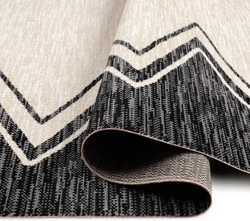 Vista 7 de Home Dynamix Nicole Miller New York Patio Sofia Leon alfombra de área para interiores y exteriores, negro/marfil, rectangular de 7 pies 9 pulgadas x