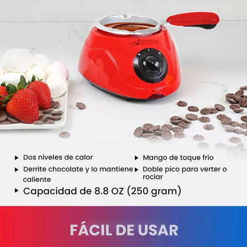 Vista 2 de Total Chef Chocolatiere - Derretidor eléctrico con kit de accesorios de 32 piezas para derretir chocolate y dulces, 8.8 oz (250 g), olla de fondue
