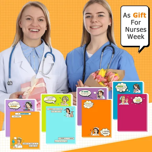 Vista 5 de Sabary 32 Piezas Blocs de Notas para Enfermeras con Bolígrafos Mini 16 Notas Adhesivas Divertidas 16 Bolígrafos Bulk Cuaderno Temático Médico Regalo