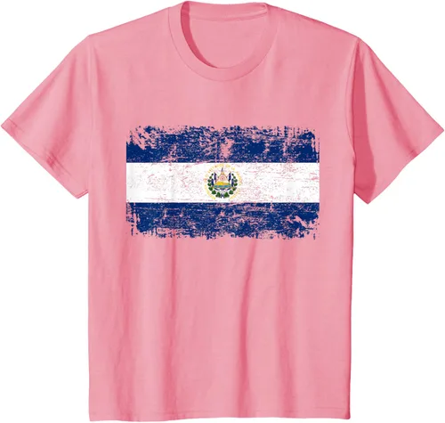 Vista 48 de EL SALVADOR Bandera Vintage Hombres Mujeres Niños Camiseta EL SALVADOR