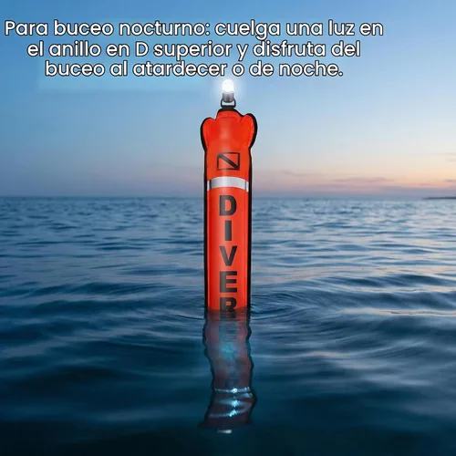 Vista 3 de DSMB Surface Marker Buoy with 100ft Finger Spool Reel Diver Below Signal Flag Tube Scuba Diving Equipment Open Bottom Set