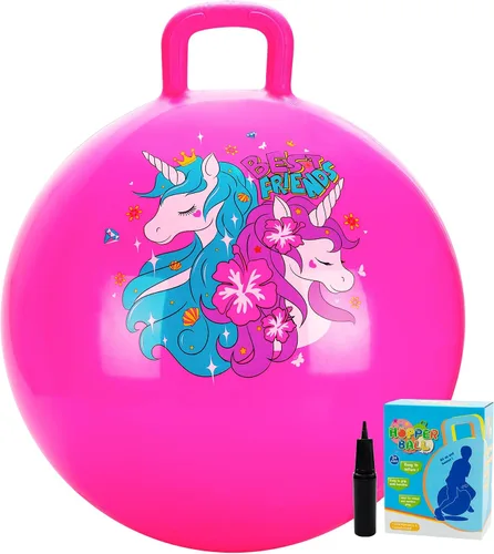 Vista 11 de U&C Planet Hoppity - Bola inflable de 18 pulgadas con asa para niños de 3 a 6 años Hoppity Hop Sit and Bounce Jumping Hopping con bomba y caja