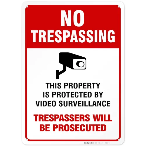 Vista 15 de Señal de videovigilancia No Trespassing, cámara de seguridad CCTV, 24 x 30 pulgadas, 3M EGP reflectante aluminio .080, resistente a la decoloración
