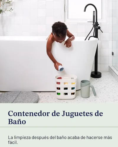 Vista 2 de Lalo Contenedor de almacenamiento para la hora del baño: mantén los artículos organizados y secos con plástico no tóxico, fácil de limpiar, cubo