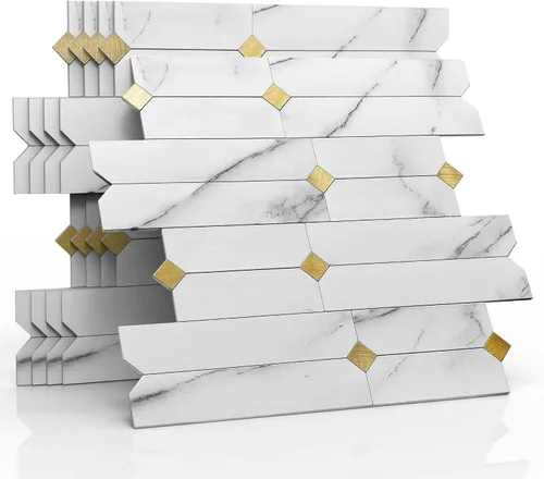 Vista 7 de Azulejos Adhesivos de Piedra para Salpicadero de Cocina Despegar y Pegar Paneles de Pared de Mosaico Lineal Mate Impermeables para Baño