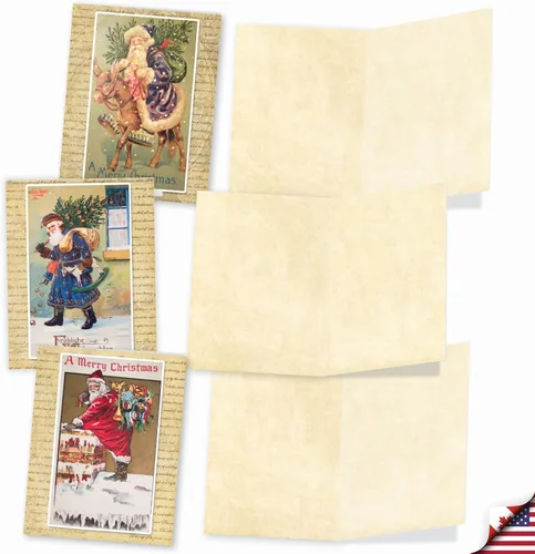 Vista 3 de The Best Card Company - Caja de 10 tarjetas de Navidad en blanco - Surtido de Papá Noel, adornos y tarjetas navideñas con sobres (4 x 5.12 pulgadas)