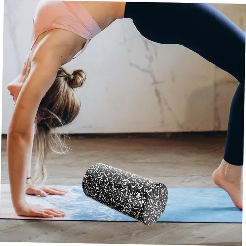 Vista 4 de Rodillo de yoga de espuma de alta densidad para masaje muscular, relajación, superficie antideslizante con diseño de ranura, equipo de fitness