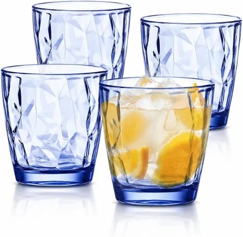 Vista 9 de Top-spring Vaso de Agua de Plástico Reutilizable de 20 Onzas, Vasos Transparentes Irrompibles para Beber, Sin BPA, Juego de 6 Vasos Azules para Beber