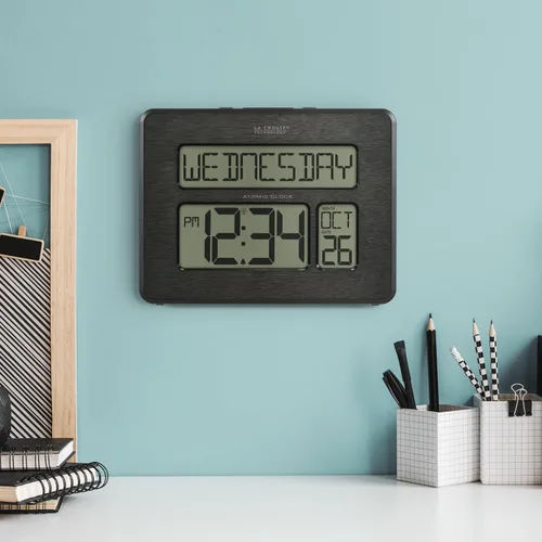 Vista 5 de La Crosse Technology 513-1419C Reloj de pared digital atómico con calendario y temperatura