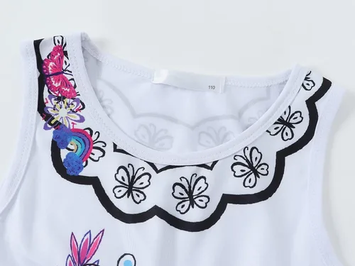 Vista 4 de AmzApparel Mirabel - Vestido para niños y niñas disfraz familiar Madrigal para fiesta de cumpleaños juegos de rol ropa de Halloween cosplay vestidos