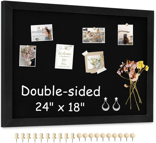 Vista 17 de Tablero de corcho de doble cara con lino, tablero de anuncios pequeño con marco de madera colgante de 12 x 12 pulgadas, kit de tablero de visión